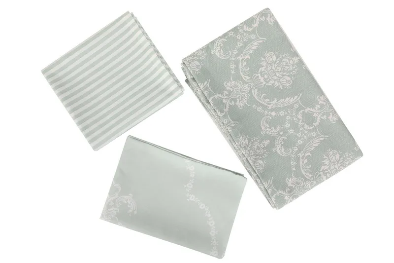 Eponj Home Överkast Dubbelt 200x235+Lakan+2 Kuddfodral, Grön/Vit