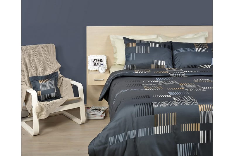 Eponj Home Bäddset Dubbelt 4-dels - Antracit/Gul/Vit - Textil & mattor - Sängkläder - Bäddset & påslakanset