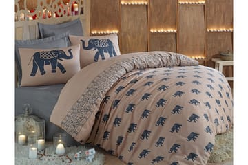 Eponj Home Bäddset Dubbelt 4-dels - Blå/Ljusbrun - Textil & mattor - Sängkläder - Bäddset & påslakanset