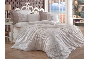 Hobby Bäddset Enkelt 3-dels Poplin - Beige/Vit - Textil & mattor - Sängkläder - Bäddset & påslakanset