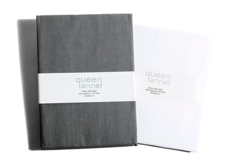 Dra-på-lakan Queen Anne Tvåskaft 200x180 Vit - Grå - Textil & mattor - Sängkläder - Lakan - Dra på lakan
