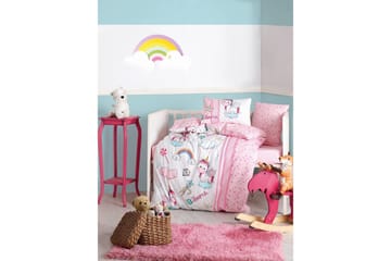 Lasten pussilakanasetti Delfiinimuumi 120x160+40x60 cm - Rosa/Vit/Turkos - Textil & mattor - Sängkläder - Bäddset & påslakanset