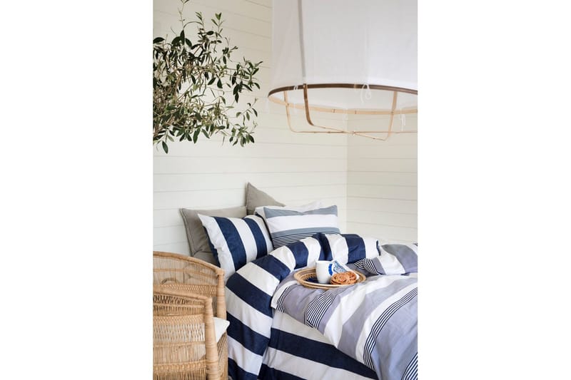 Påslakanset Dubbelsäng 3-Dels Block Stripe - Marinblå - Textil & mattor - Sängkläder