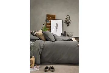 Påslakanset Dubbelsäng 3-Dels Washed - Grå - Textil & mattor - Sängkläder - Bäddset & påslakanset