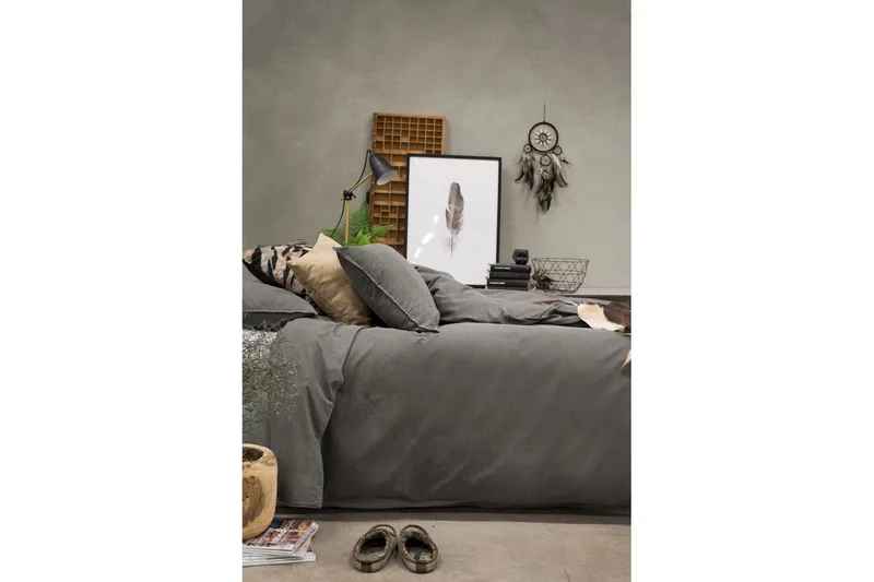 Påslakanset Dubbelsäng 3-Dels Washed - Grå - Textil & mattor - Sängkläder - Bäddset & påslakanset