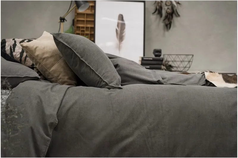 Påslakanset Dubbelsäng 3-Dels Washed - Grå - Textil & mattor - Sängkläder - Bäddset & påslakanset