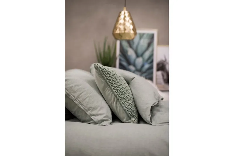 Påslakanset Dubbelsäng 3-Dels Washed - Grön - Textil & mattor - Sängkläder - Bäddset & påslakanset