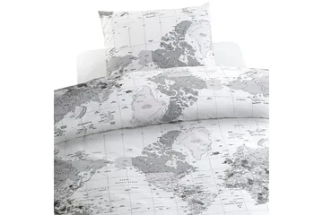 Påslakanset Enkelsäng 2-Dels Big World Grå - Borganäs of Sweden - Textil & mattor - Sängkläder - Bäddset & påslakanset