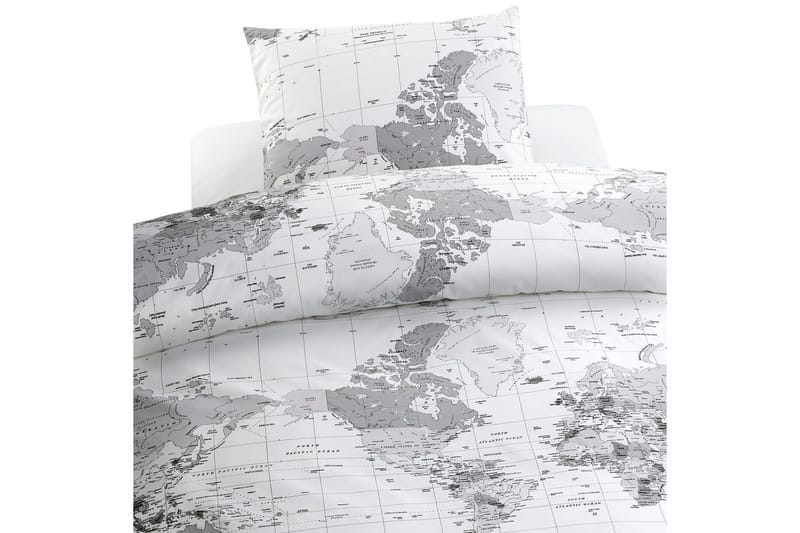Påslakanset Enkelsäng 2-Dels Big World Grå, Borganäs