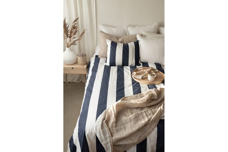 Påslakanset Enkelsäng 2-Dels Block stripe - Marinblå - Textil & mattor - Sängkläder