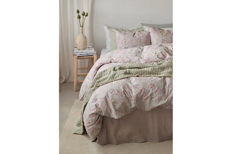 Påslakanset Enkelsäng 2-Dels Floret Sand - Brun - Textil & mattor - Sängkläder