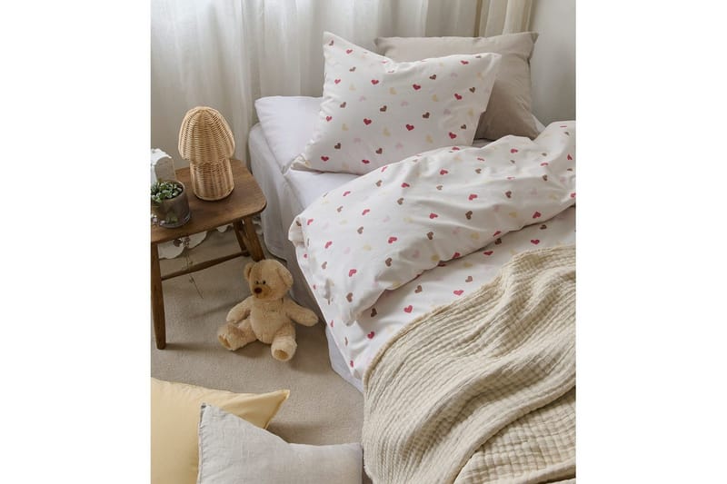 Påslakanset Enkelsäng 2-Dels Hjärtrud - Beige - Textil & mattor - Sängkläder