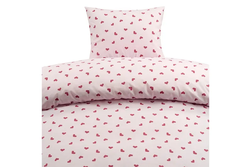 Påslakanset Enkelsäng 2-Dels Hjärtrud, Rosa