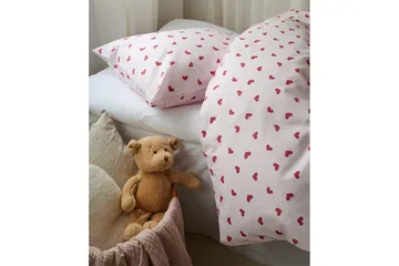 Påslakanset Enkelsäng 2-Dels Hjärtrud - Rosa - Textil & mattor - Sängkläder