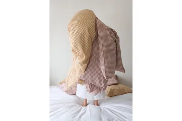 Påslakanset Enkelsäng 2-Dels Märta Ruta - Brun - Textil & mattor - Sängkläder