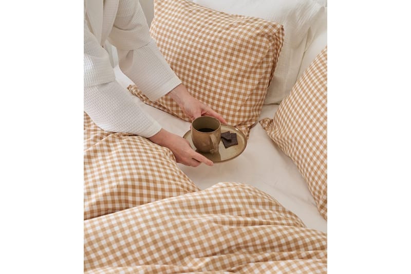 Påslakanset Enkelsäng 2-Dels Märta Ruta - Gul - Textil & mattor - Sängkläder