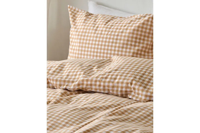 Påslakanset Enkelsäng 2-Dels Märta Ruta - Gul - Textil & mattor - Sängkläder