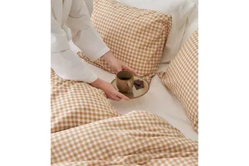 Påslakanset Enkelsäng 2-Dels Märta Ruta - Gul - Textil & mattor - Sängkläder