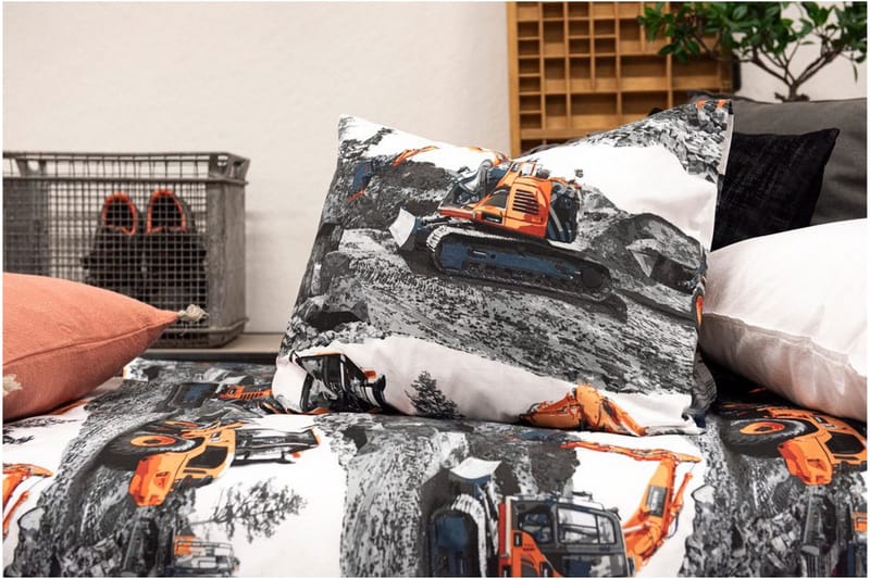 Påslakanset Enkelsäng 2-Dels Maskiner Orange - Franzén - Textil & mattor - Sängkläder