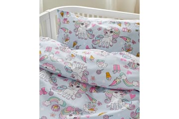 Påslakanset till Spjälsäng 2-Dels Enhörning Blå - Textil & mattor - Sängkläder