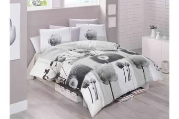 Victoria Bäddset Dubbelt 4-dels Ranforce - Vit/Grå/Svart - Textil & mattor - Sängkläder - Bäddset & påslakanset