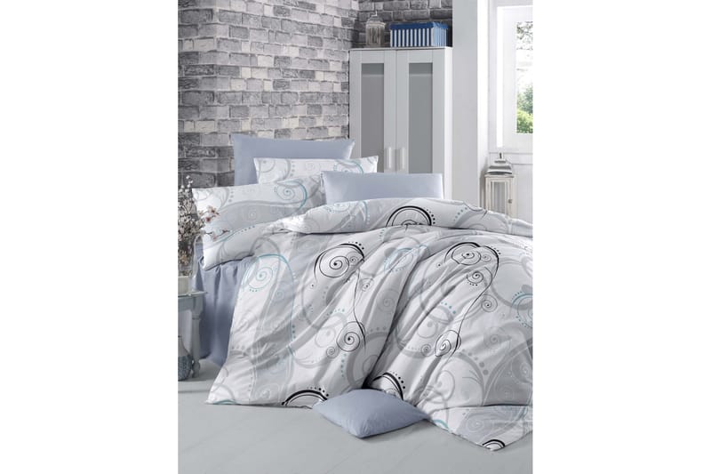 Victoria Bäddset Dubbelt 4-dels Ranforce, Vit/Grå/Svart