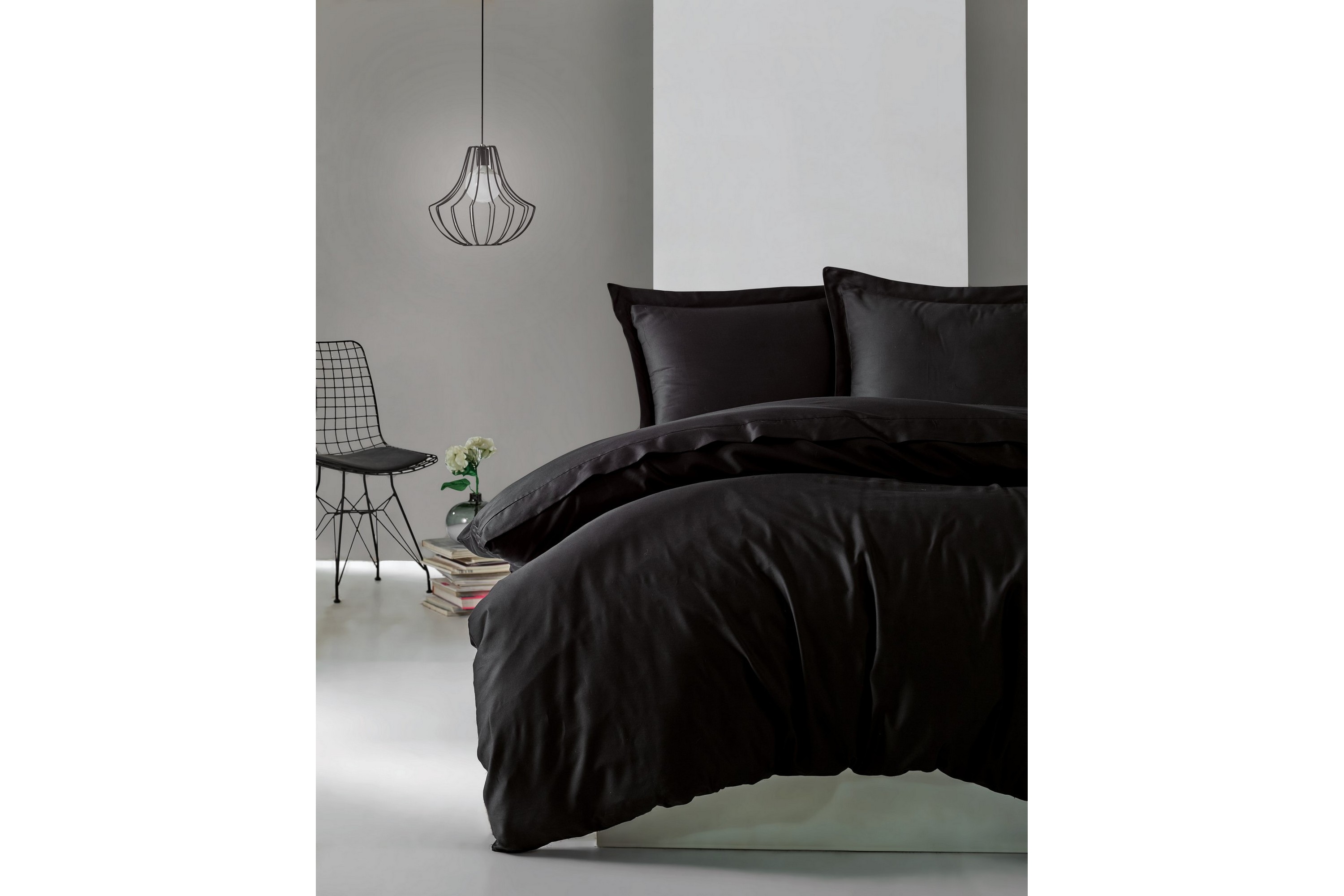 Bäddset Cotton Box Dubbelt 4-dels Premium Satin Svart