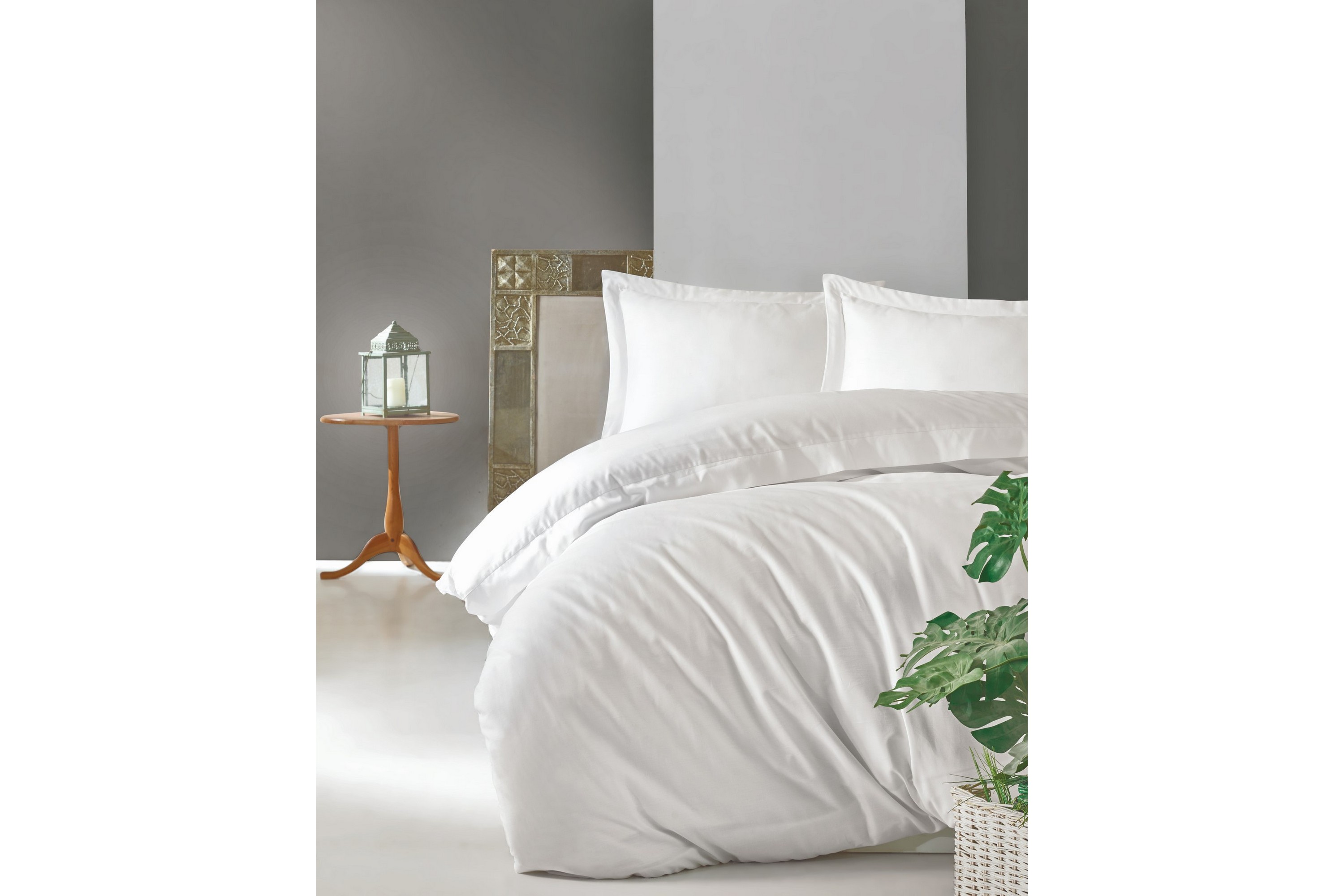 Bäddset Cotton Box Dubbelt 4-dels Premium Satin Vit