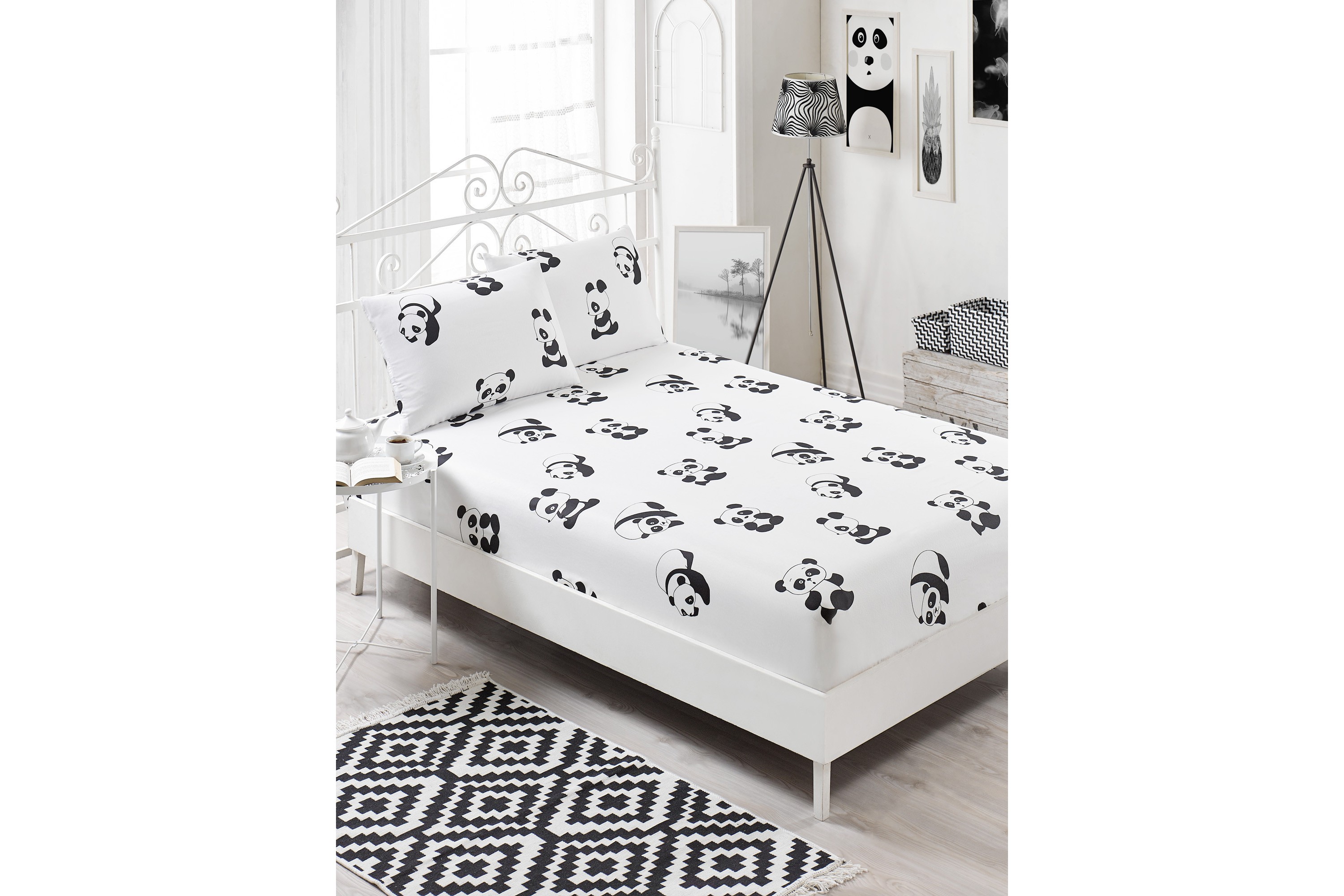 Lakan EnLora Home Dubbelt 160x200 cm-Kuddfodral SvartVit