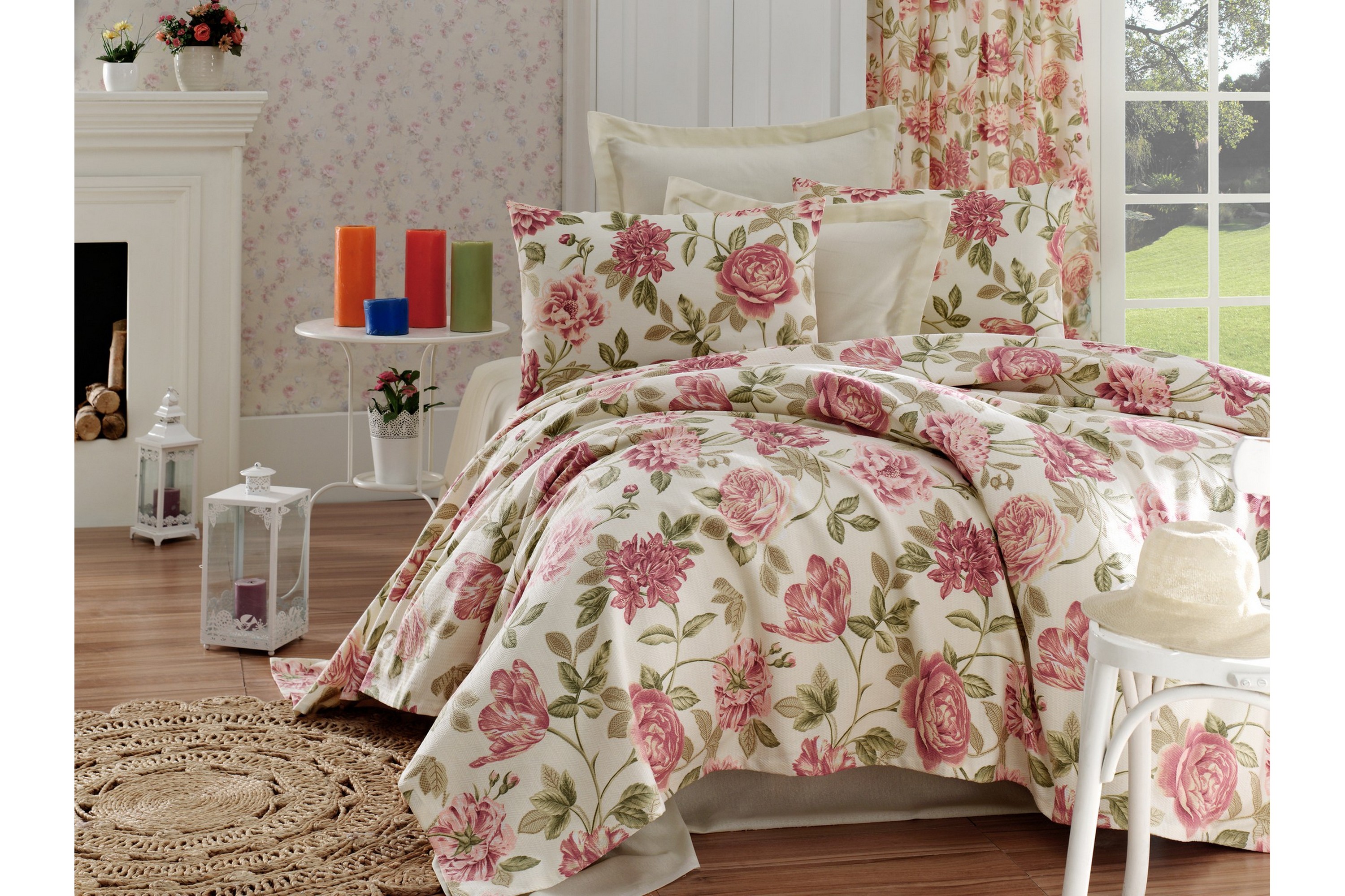 Överkast EnLora Home Dubbelt 200x235-Lakan-2 Kuddfodral Rosa