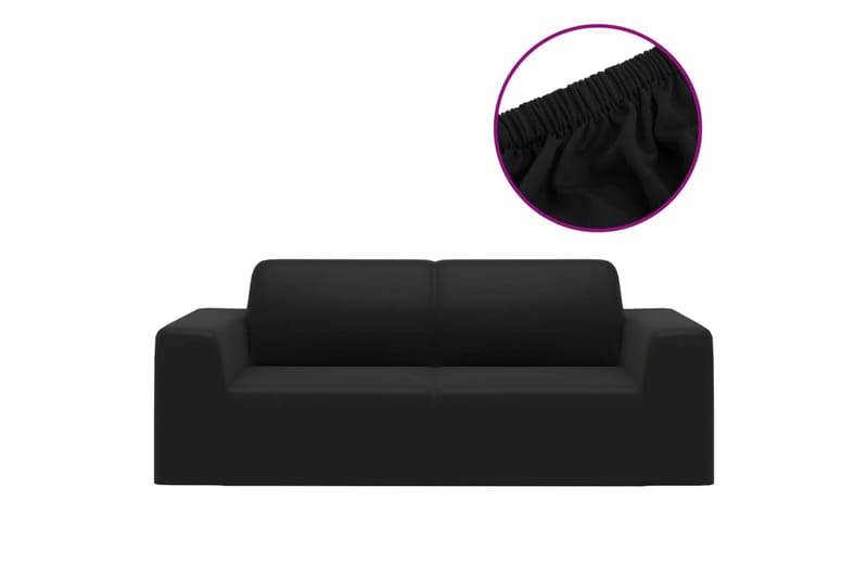 beBasic Sofföverdrag 2-sits med stretch svart polyesterjersey - Black - Sofföverdrag