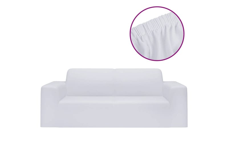 beBasic Sofföverdrag 2-sits med stretch vit polyesterjersey - White - Sofföverdrag