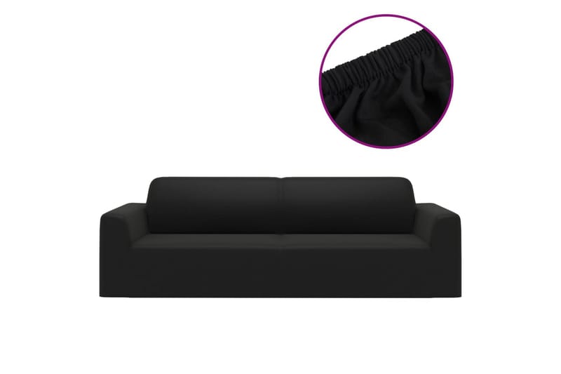 beBasic Sofföverdrag 3-sits med stretch svart polyesterjersey - Black - Sofföverdrag