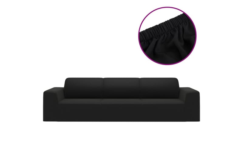beBasic Sofföverdrag 4-sits med stretch svart polyesterjersey - Black - Sofföverdrag