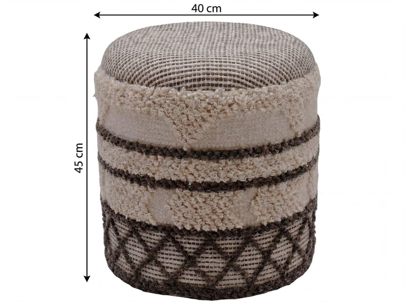 Volen Rund sittpuff med förvaring i ulltyg - beige - Textil & mattor - Filt & pläd