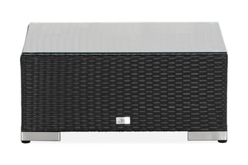 Bahamas Divanmodul + Loungebord utomhus 75x75 cm till soffgrupp i konstrotting med glasskiva - Svart - Utemöbler & utemiljö - Övrigt utemöbler - Moduler utesoffa