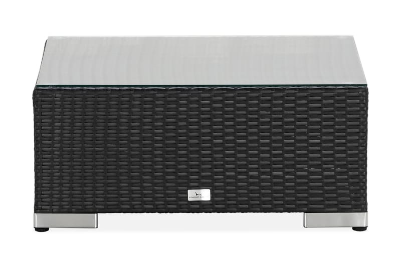 Bahamas Divanmodul + Loungebord utomhus 75x75 cm till soffgrupp i konstrotting med glasskiva - Svart - Utemöbler & utemiljö - Övrigt utemöbler - Moduler utesoffa