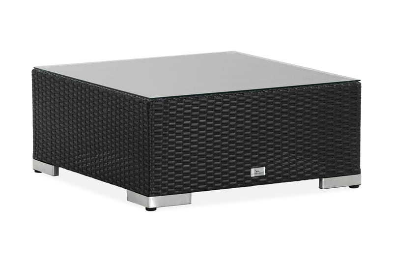 Bahamas Divanmodul + Loungebord utomhus 75x75 cm till soffgrupp i konstrotting med glasskiva - Svart - Utemöbler & utemiljö - Övrigt utemöbler - Moduler utesoffa