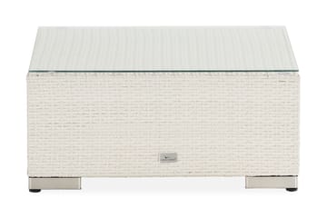 Bahamas Divanmodul + Loungebord utomhus 75x75 cm till soffgrupp i konstrotting med glasskiva - Vit / Ljusgrå dyna - Utemöbler & utemiljö - Övrigt utemöbler - Moduler utesoffa