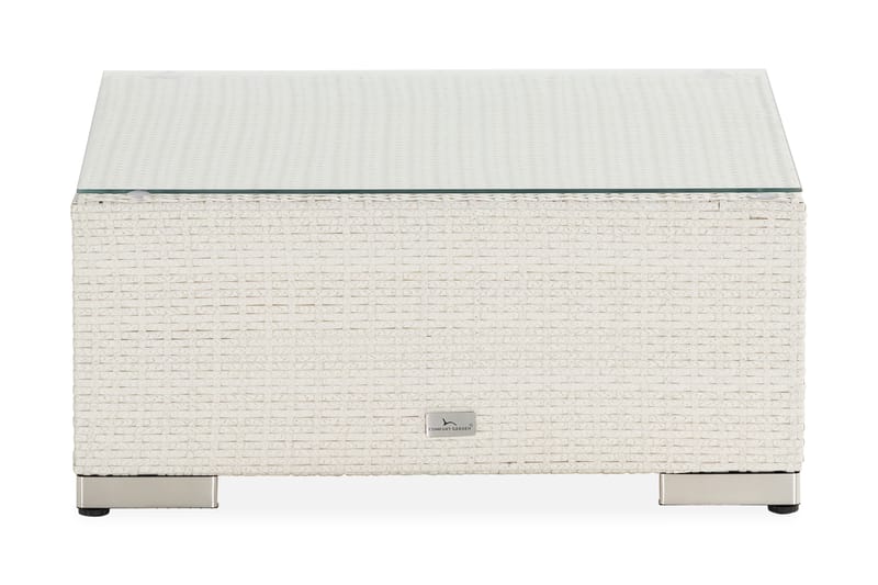 Bahamas Divanmodul + Loungebord utomhus 75x75 cm till soffgrupp i konstrotting med glasskiva - Vit / Ljusgrå dyna - Utemöbler & utemiljö - Övrigt utemöbler - Moduler utesoffa