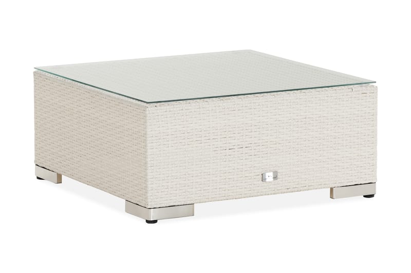 Bahamas Divanmodul + Loungebord utomhus 75x75 cm till soffgrupp i konstrotting med glasskiva - Vit / Ljusgrå dyna - Utemöbler & utemiljö - Övrigt utemöbler - Moduler utesoffa