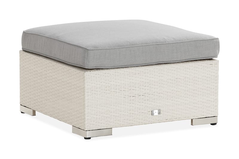Bahamas Divanmodul + Loungebord utomhus 75x75 cm till soffgrupp i konstrotting med glasskiva - Vit / Ljusgrå dyna - Utemöbler & utemiljö - Övrigt utemöbler - Moduler utesoffa