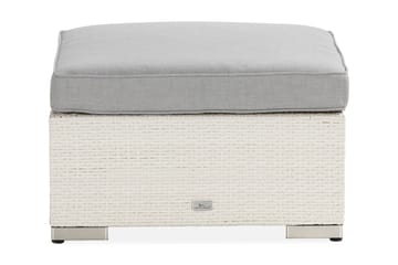 Bahamas Divanmodul + Loungebord utomhus 75x75 cm till soffgrupp i konstrotting med glasskiva - Vit / Ljusgrå dyna - Utemöbler & utemiljö - Övrigt utemöbler - Moduler utesoffa