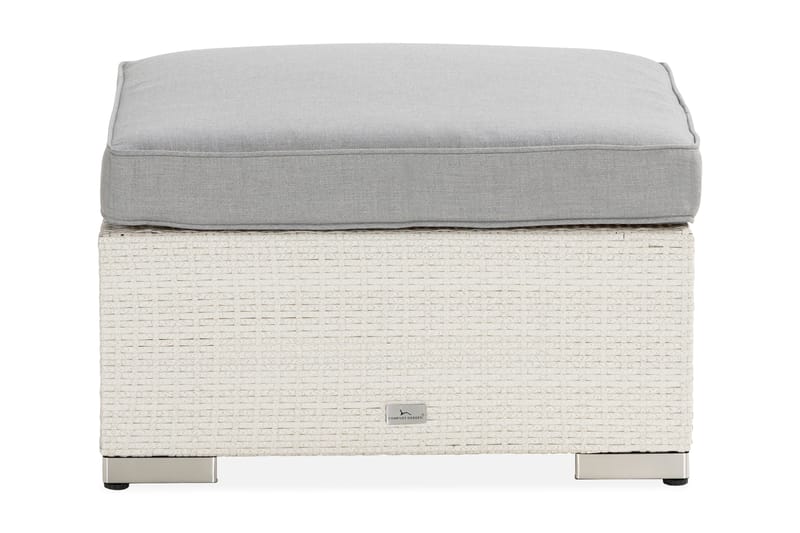 Bahamas Divanmodul + Loungebord utomhus 75x75 cm till soffgrupp i konstrotting med glasskiva - Vit / Ljusgrå dyna - Utemöbler & utemiljö - Övrigt utemöbler - Moduler utesoffa