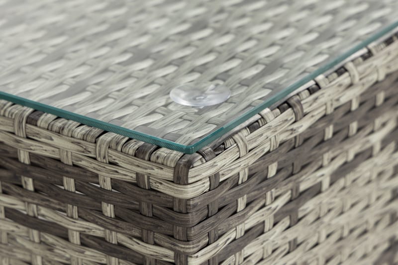 Bahamas Divanmodul - Loungebord utomhus 75x75 cm till soffgrupp i konstrotting med glasskiva - Grå / Svart dyna - Utemöbler & utemiljö - Övrigt utemöbler - Moduler utesoffa
