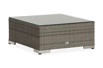 Bahamas Divanmodul - Loungebord utomhus 75x75 cm till soffgrupp i konstrotting med glasskiva - Grå / Svart dyna - Utemöbler & utemiljö - Övrigt utemöbler - Moduler utesoffa