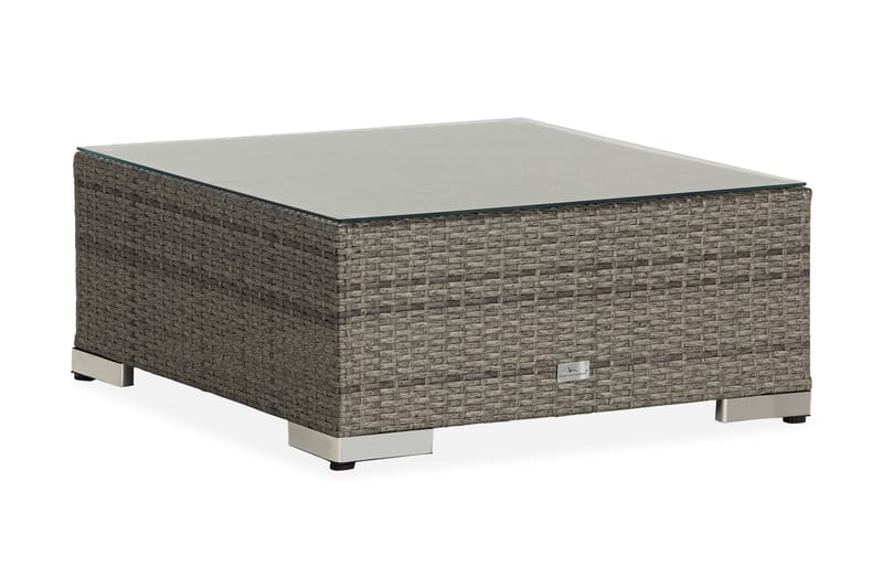 Bahamas Divanmodul - Loungebord utomhus 75x75 cm till soffgrupp i konstrotting med glasskiva - Grå / Svart dyna - Utemöbler & utemiljö - Övrigt utemöbler - Moduler utesoffa