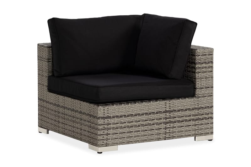 Bahamas Hörnmodul utomhus i konstrotting, Grå / Svarta dynor