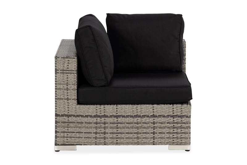Bahamas Hörnmodul utomhus i konstrotting - Grå / Svarta dynor - Utemöbler & utemiljö - Övrigt utemöbler - Moduler utesoffa