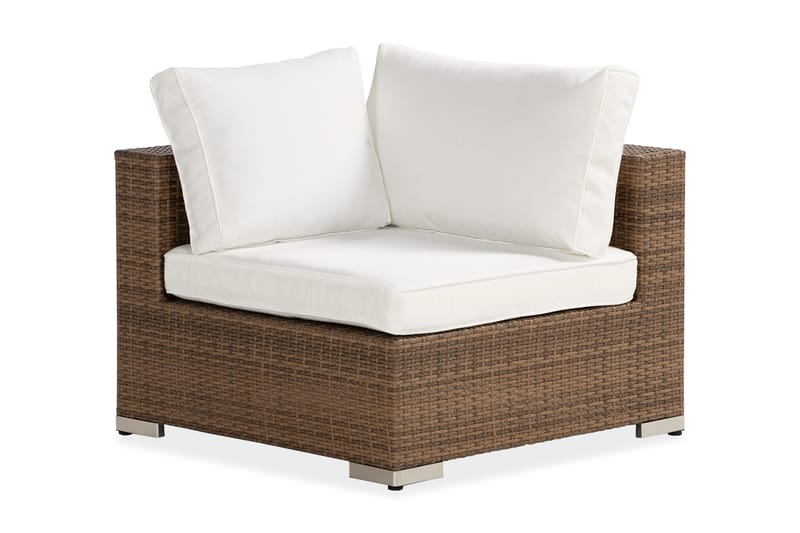 Bahamas Hörnmodul utomhus i konstrotting - Sand / Vita dynor - Utemöbler & utemiljö - Övrigt utemöbler - Moduler utesoffa